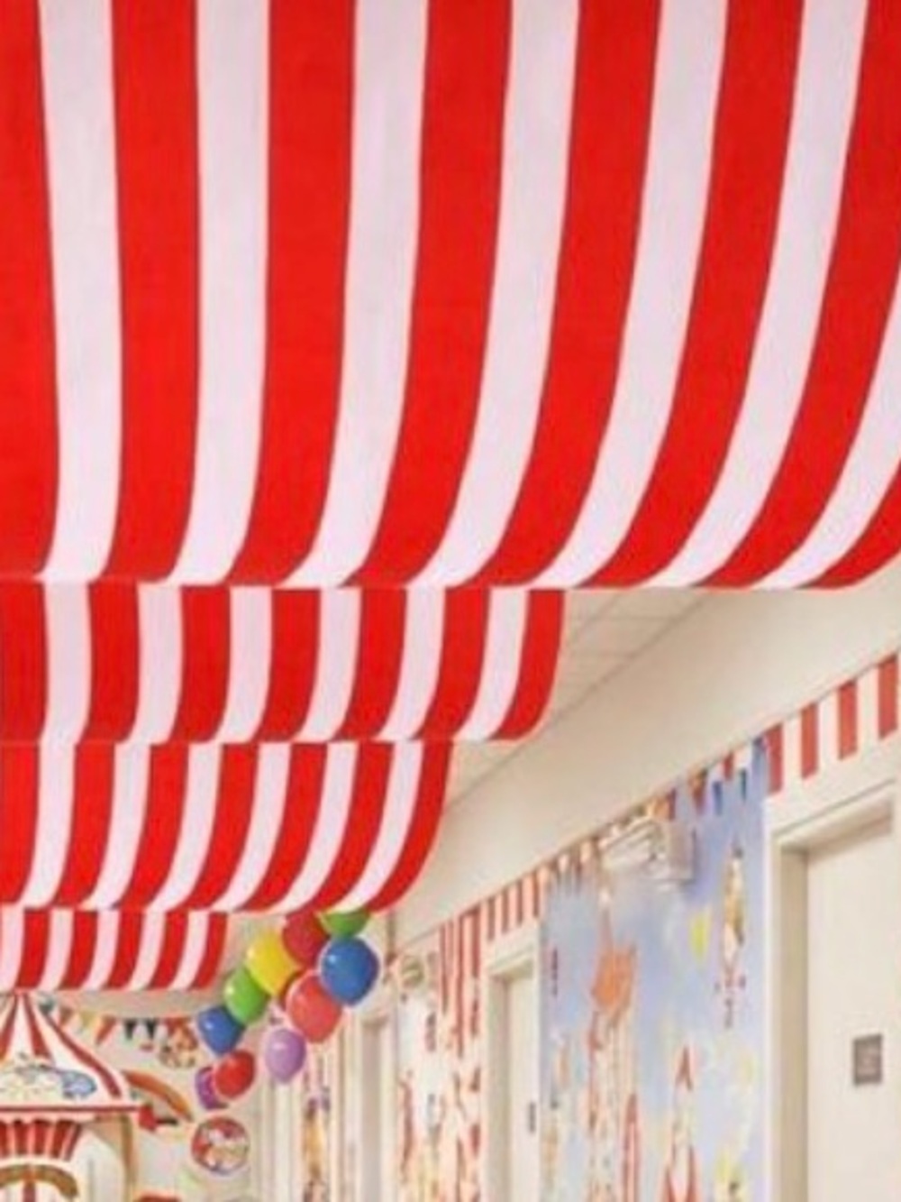 Striped Red and White Party Ceiling Fabric - Home Party Supplies